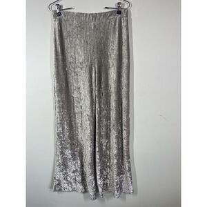 Banana Republic Women's Silver Ribbed Wide Leg Crushed Velvet Pull On Pants Sz S